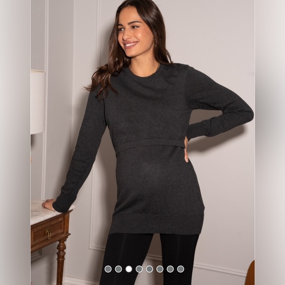 Seraphine Maternity Charcoal Cotton Lift Up Maternity & Nursing Sweater XS - Picture 5 of 10